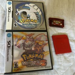 Nintendo Pokemon DS Gameboy game lot bundle Soul Silver White 2  Red Ruby