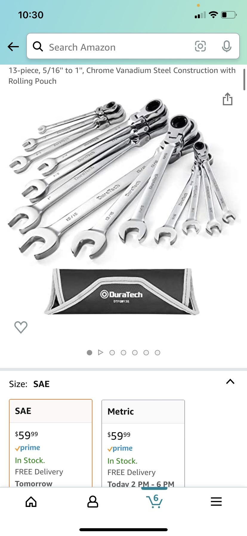 DURATECH Flex-Head Ratcheting Combination Wrench Set, SAE, 13-piece, 5/16'' to 1'', Chrome Vanadium Steel Construction with Rolling Pouch