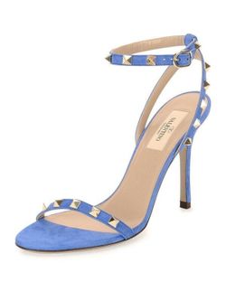 Valentino Rockstud suede naked ankle strap sandal size 37