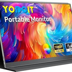 Yodoit Portable Monitor for Laptop, 15.6" 1920×1080 Travel Monitor FHD Screen IPS Display with USB Type C Port, Speakers and Smart Cover Compatible wi