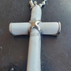 white stone cross pendant 