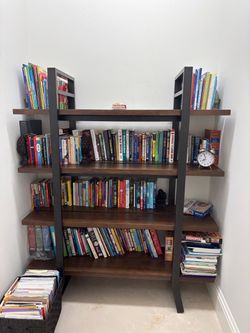 Beautiful Industrial Wood & Metal Multi-Tier Shelving Unit