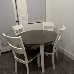Blake 5 Piece White & Gray Round Extendable Dining Set