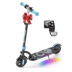 Gyroor H40 Kids Electric Scooter 180W Motor Up to 10 MPH LED Display & Colorful Lights Adjustable Height - Blue