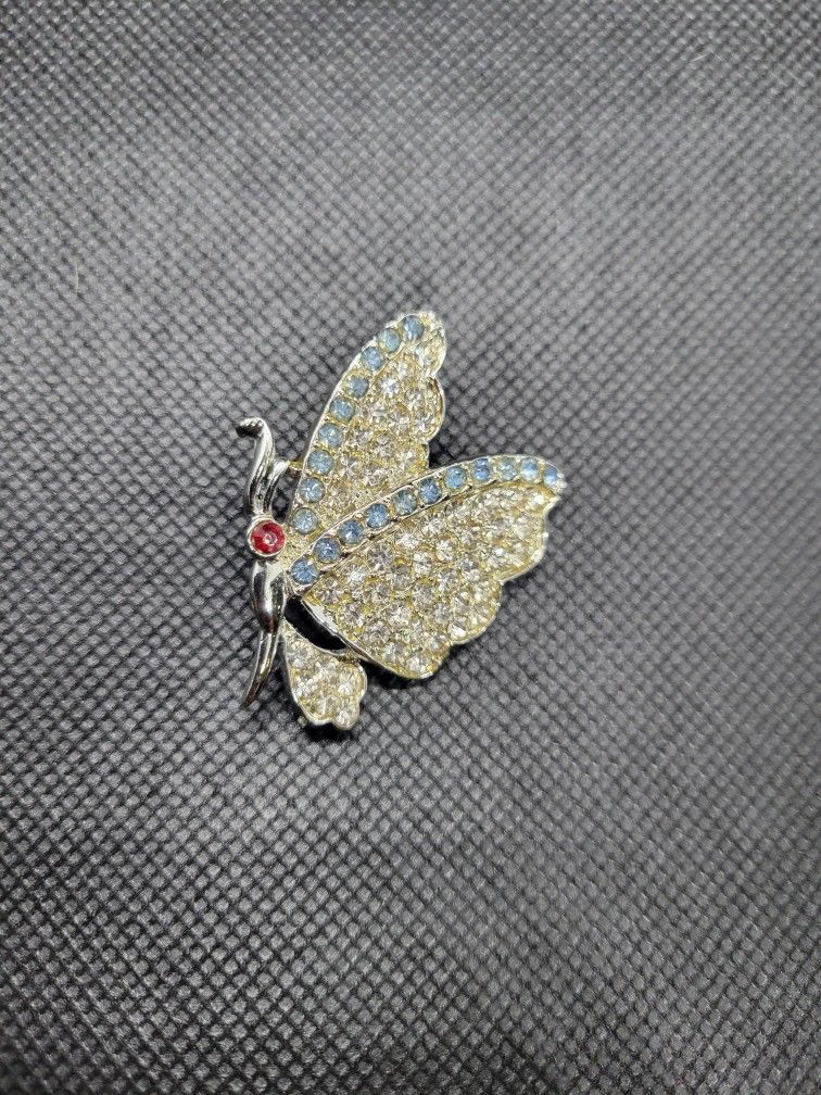 Rhinestone Butterfly Brooch