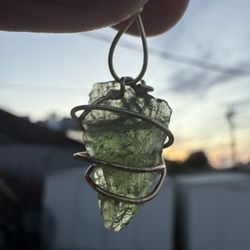 Authentic Moldavite Pendant – Raw Wire Wrapped (Rare Energy Stone)
