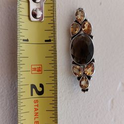 Sterling Silver And Semi Precious Stone Pin