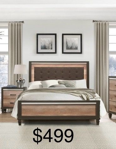 New In Box Cal King LED Headboard Footboard And Rails