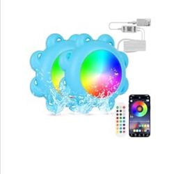 Brandnew 2pk LED Pool Lights with APP & Remote, 20W RGB Dimmable Smart Underwater Lights with Timer, IP68 Waterproof Music Sync 12V Color Changing Poo
