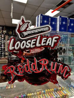 “Loose Leaf” Red Rum LED Sign