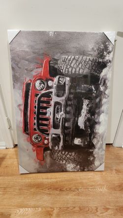 Red Jeep Picture Frame 34 X 23
