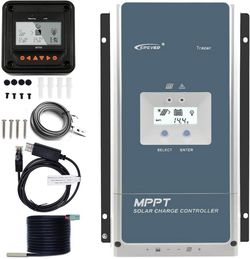 EPEVER 60A MPPT Charge Controller 48V 36V 24V 12V Auto, 60 amp Negative Ground Solar Controller MPPT Max 150V Input fit for Litium Sealed (AGM) Gel Fl
