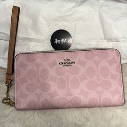 New Powder Pink Coach Large Wallet