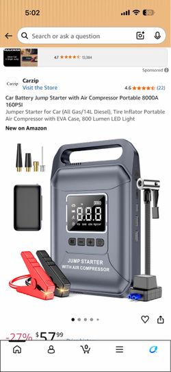 Car Battery Jump Starter with Air Compressor