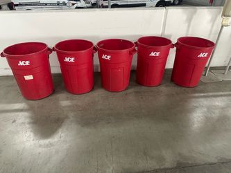 Red Plastic Garbage Cans