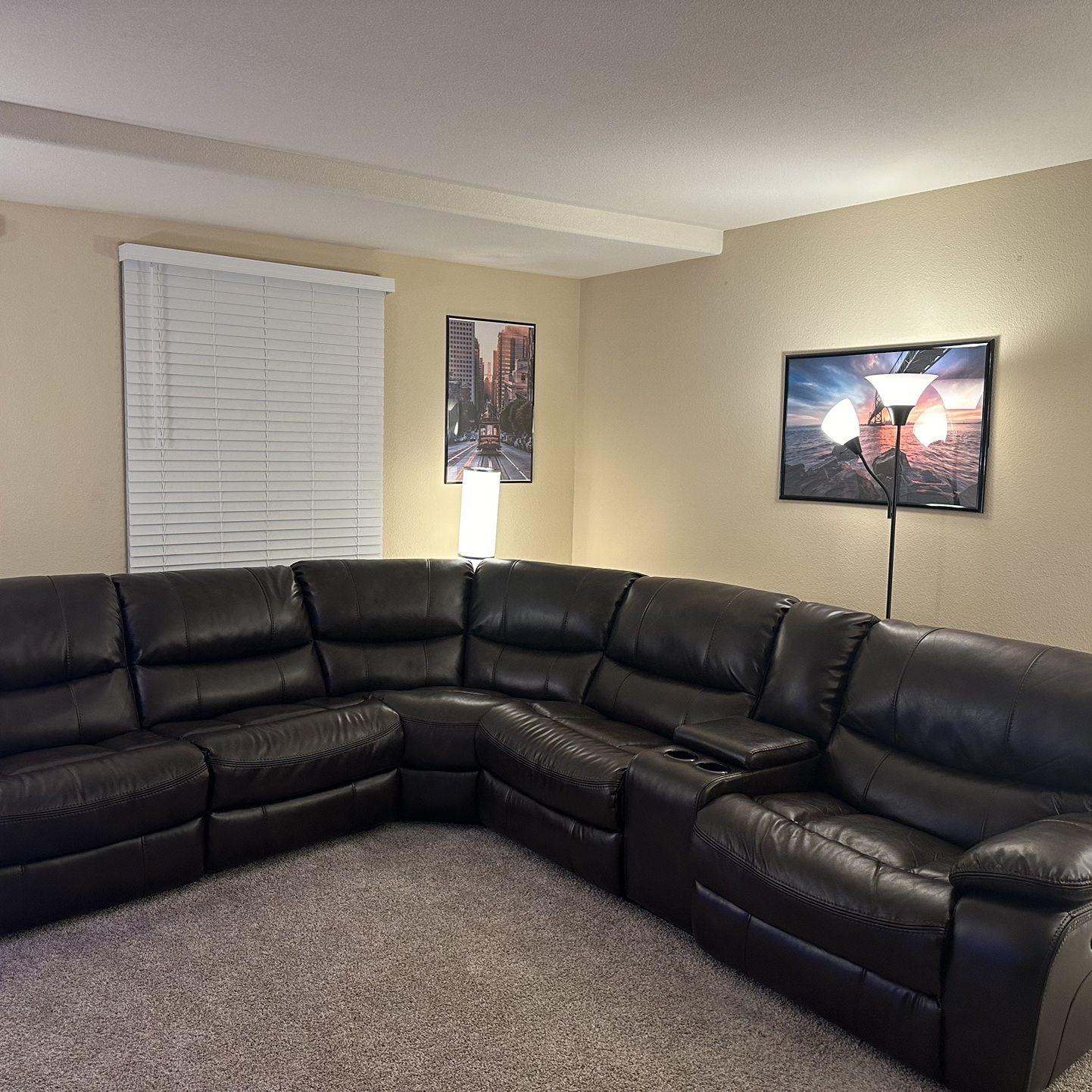 Ashley Furniture Six Piece Dual Power Leather Reclining Sectional 