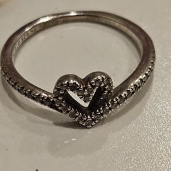 Pandoras Box Silver Heart Ring 