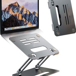 Laptop Stand, Aluminum Computer Riser, Adjustable Ergonomic Laptop Holder Stand for Desk, Portable Laptop Riser Compatible for 10-17 Inches MacBook, L