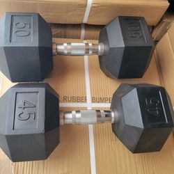 50 lbs and 45lbs  single dumbbell