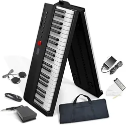 Longeye Foldable Piano Keyboard 88 Key Folding Piano Portable Electric Keyboard Semi Weighted Digital Piano for Beginners with Headphone, Sustain Peda