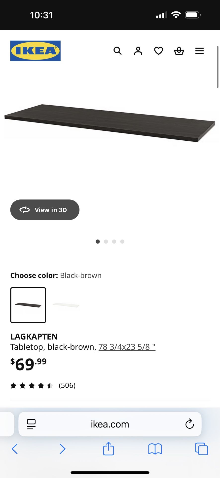 IKEA LAGKAPTEN Tabletop, black-brown, 78 3/4x23 5/8