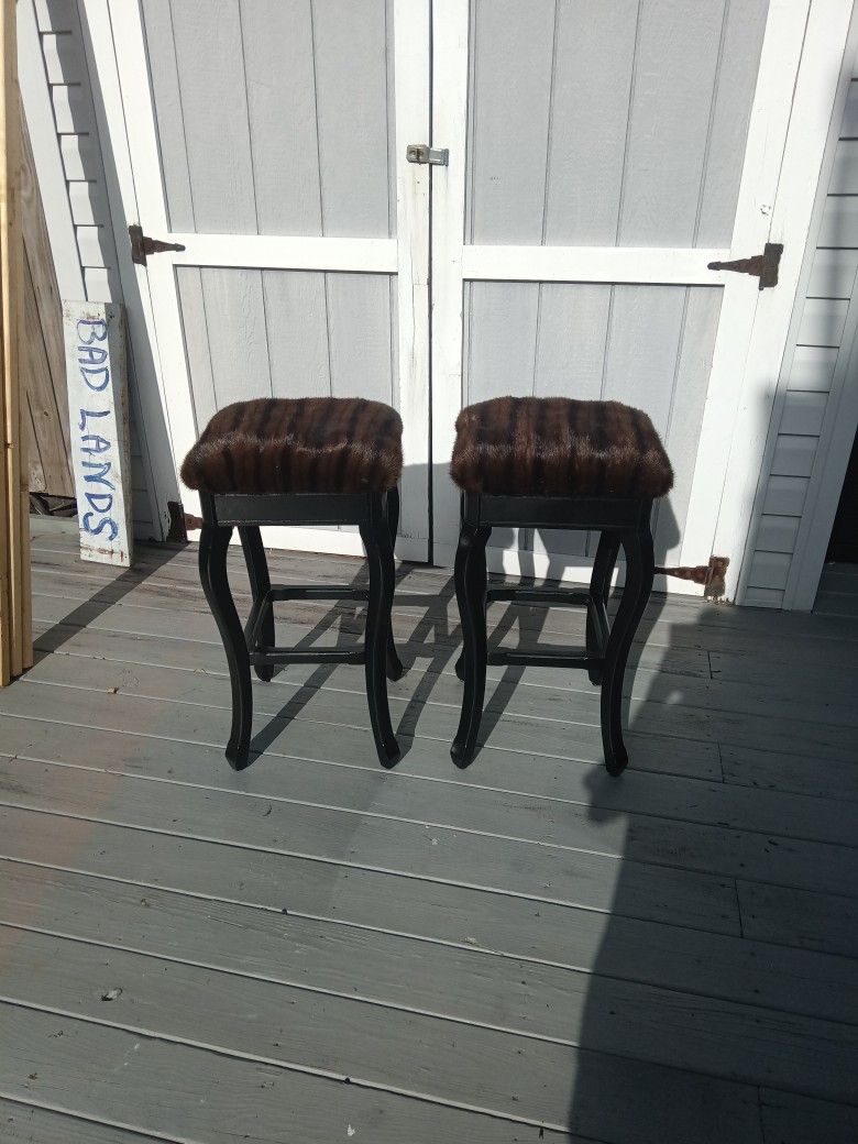 100% Real Mink Barstools Vintage