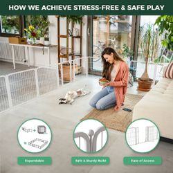 Homeplus Indoor Dog Playpen, White, 32-in, 16-panel