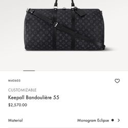 Louis Vuitton Keepall Bandouliere 55 Damier Graphite Canvas Travel Bag Duffle