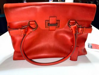 Salvatore Ferragamo Red Leather Handbag with Gold Hardware