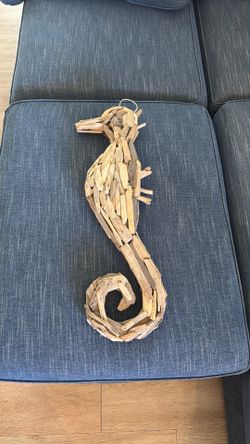 28” Handcrafted Driftwood Seahorse Wall Decor – Coastal Beach House