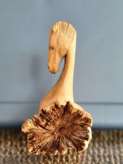 Carved Parasite Wood Horse 6.25 Inches Incredible Details on this sculpture