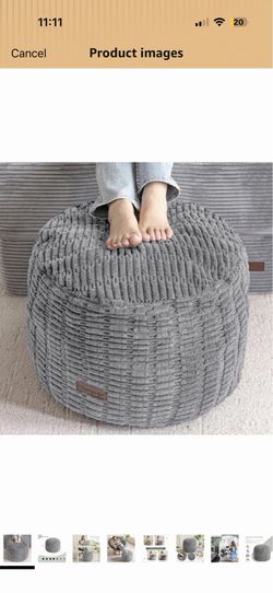 HIGOGOGO Pouf Ottoman Stuffed Round Modern Foam Filled Foot Rest Poufs for Living Room Chair Decorative 26 X 18 Inches Boho Relax Stool for Wedding Ch