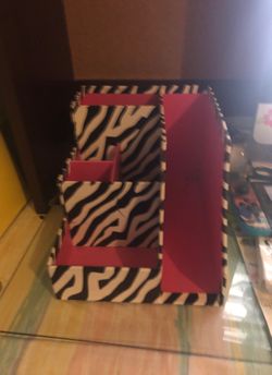 zebra print desk organizer