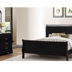 Modern Queen Size Black Complete Bedroom Set