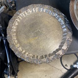 Silver Round Serving Tray