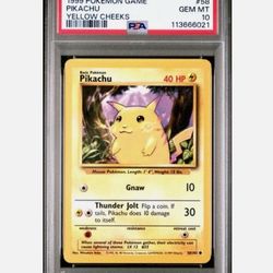 PSA 10 Pikachu Yellow Cheeks 1999 Base Set  + Charizard Ex 151 PSA 9