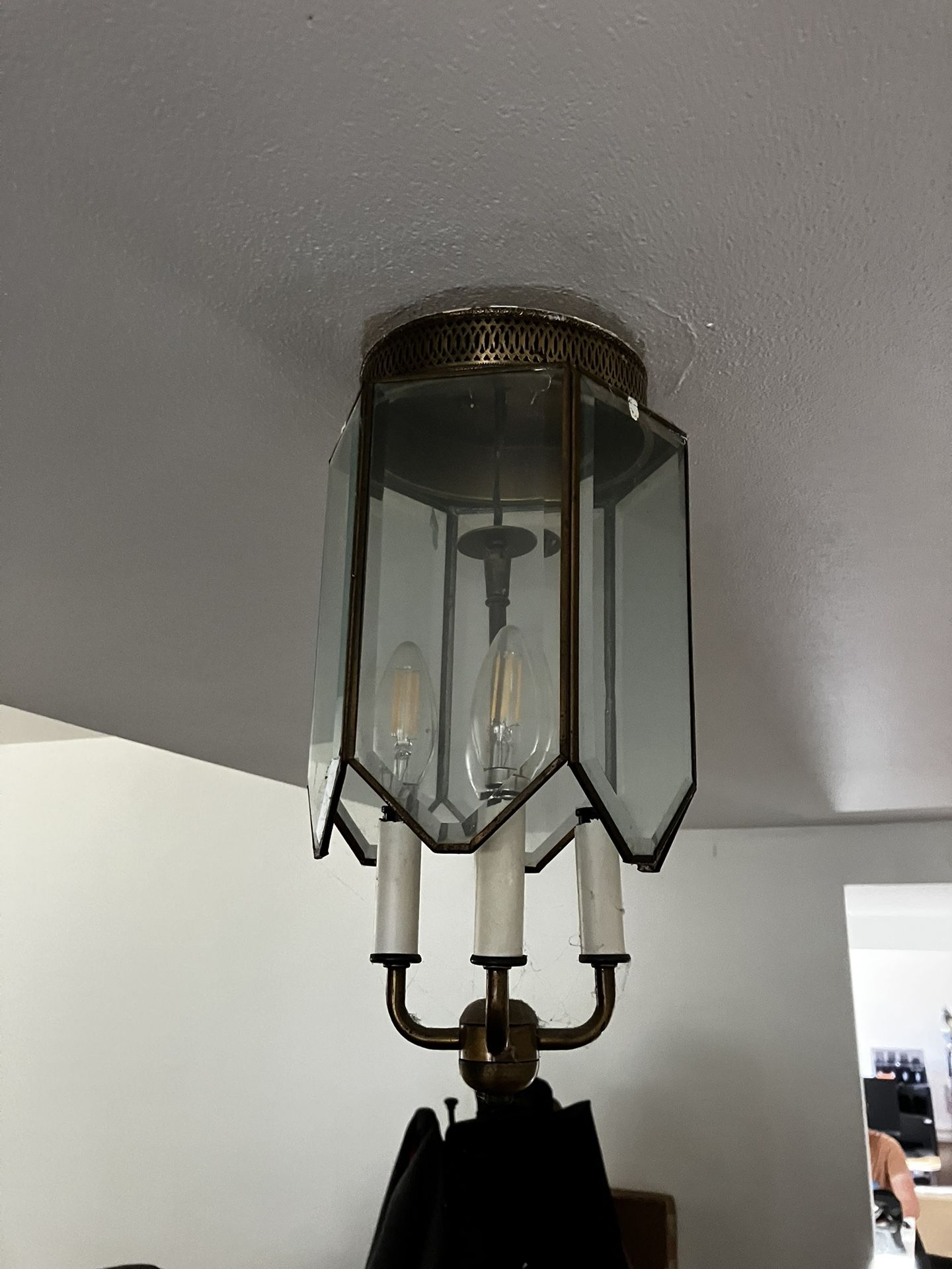 Vintage Brass 4 Bulb Ceiling Light