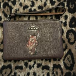 Star Wars X Coach Corner Zip Wristlet With Ewok