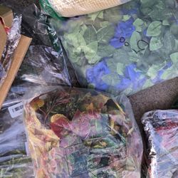 Box Full of Silk Flowers and Ribbon, All New