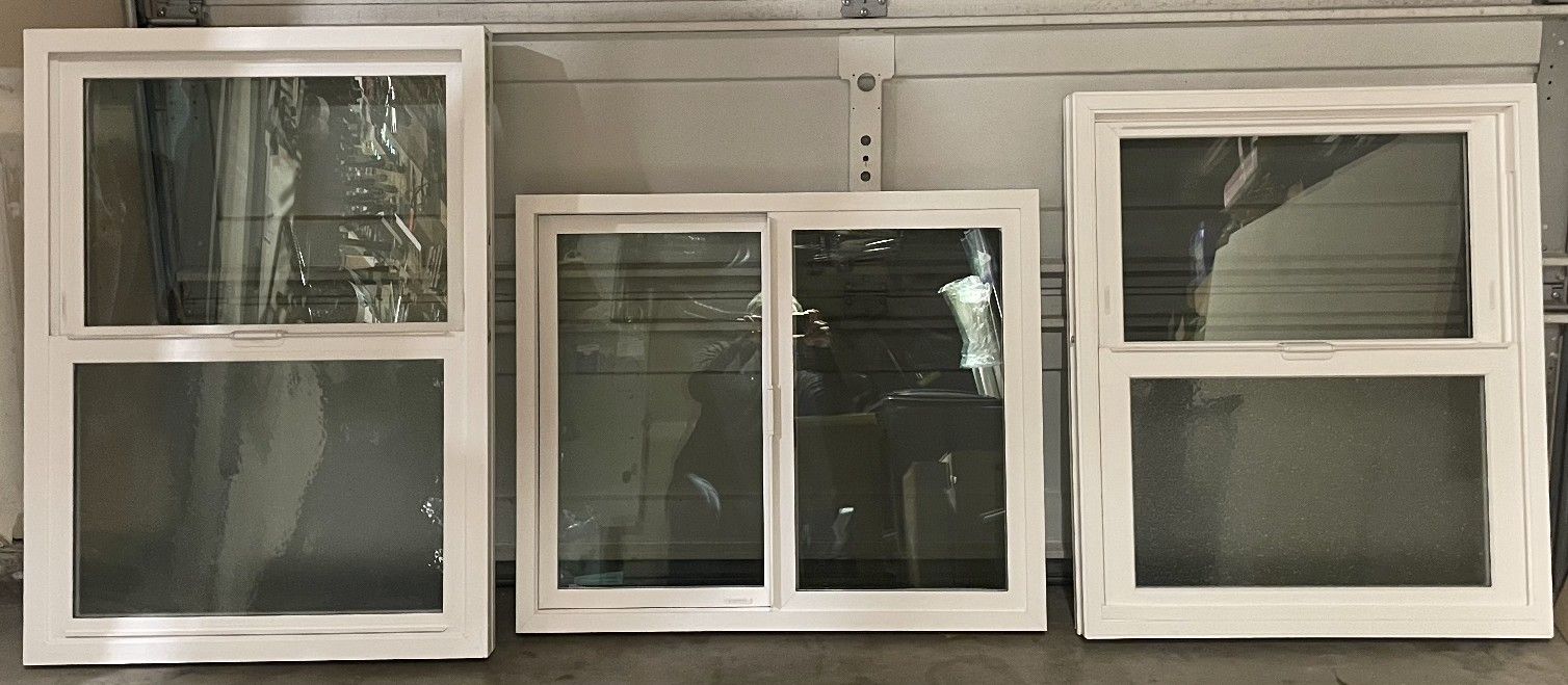 Three Vinyl Milgard Windows For Sale.
