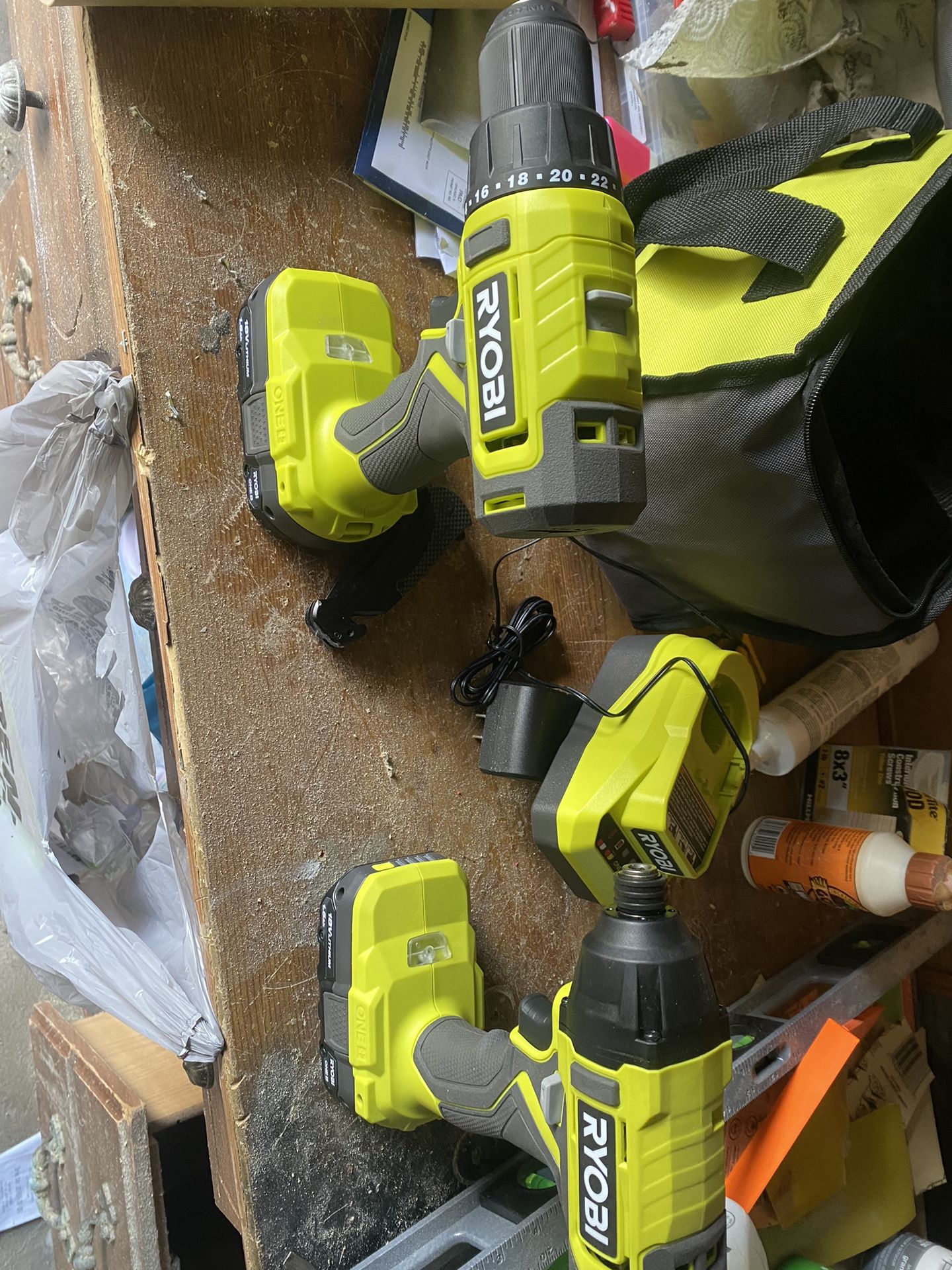 Ryobi 2 Piece Drill With Batteries And Charger