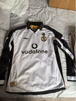 Umbro Manchester United David Beckham #7 Vodafone White/Black Soccer Jersey