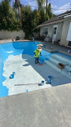 Plaster coverage epoxy blue