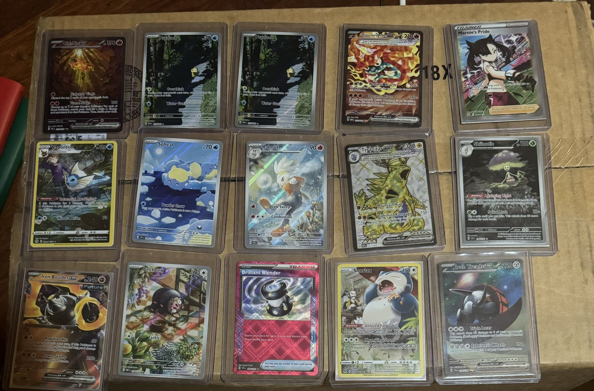 30 Pokemon Cards Rare And Up Sleeved Top loaded Chi Yu Ex Psyduck Hearthflame More