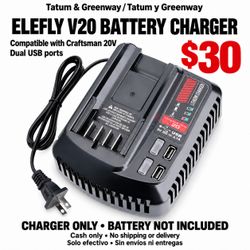ELEFLY Replacement Charger for Craftsman V20 20V Batteries - Dual USB