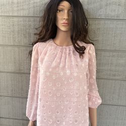 Women’s Pink Swiss dot Blouse Size Medium