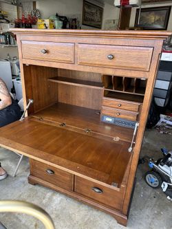 $350 - OBO Executive Cherrywood Armoire with Hidden Desk and Advanced Connectivity
