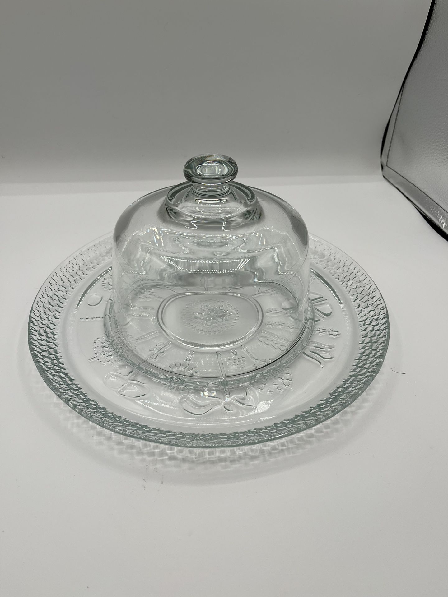 Vintage Clear Glass Cheese Plate With Some Lid