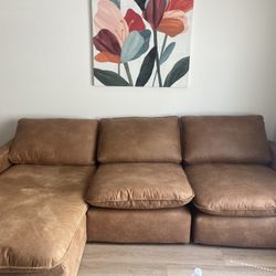 Beautiful Caramel Faux Leather Sofa 