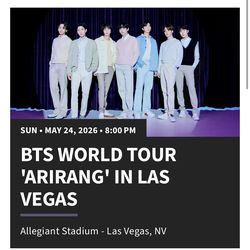 2 Tickets for BTS in Las Vegas - Sun, 5/24
